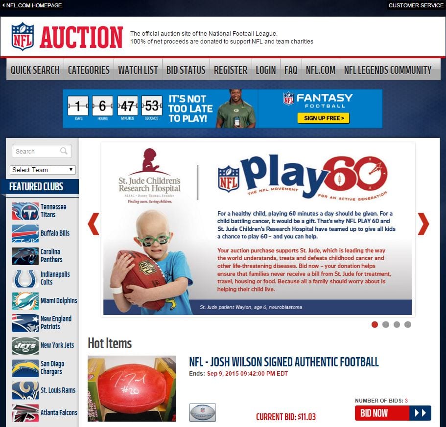 NFL Auction Commerce Dynamics