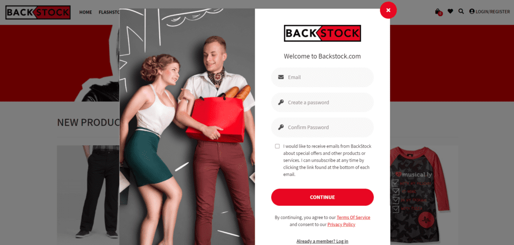 Backstock Marketplace member log-in