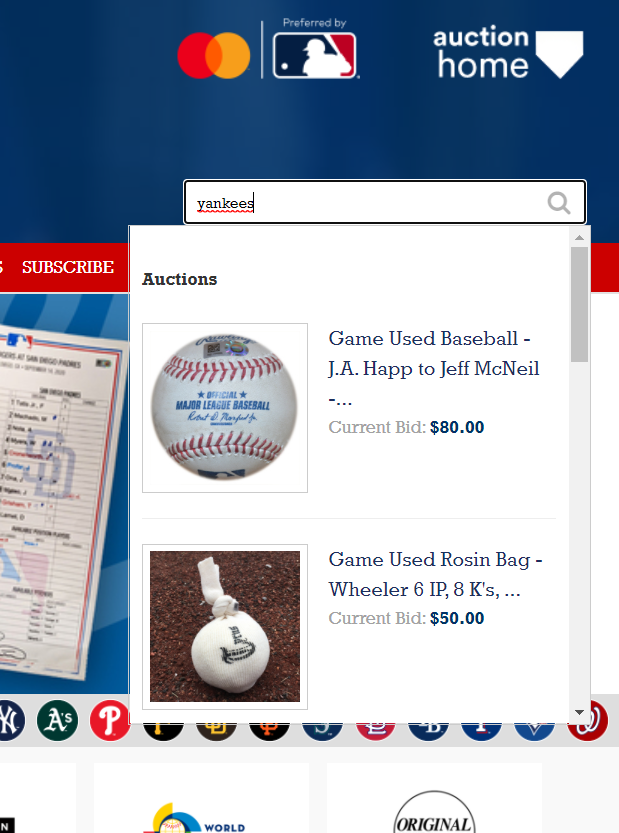 Searching Major League Baseball Auctions – Commerce Dynamics